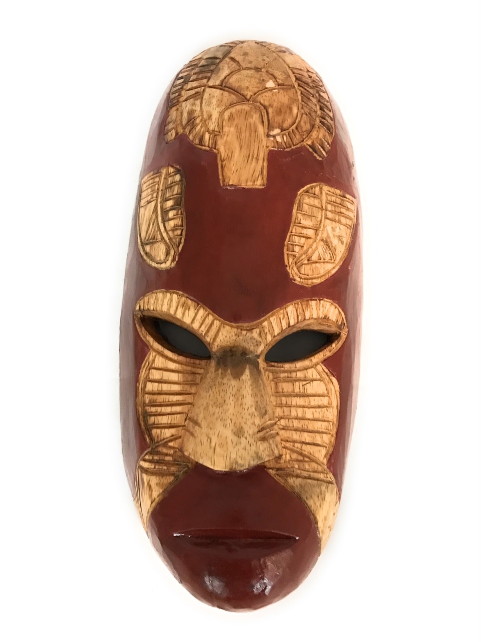 Fijian Tiki Mask w/ Carved Turtle - 12" Ocean Tiki Polynesian Art | #mdr1900530 Fijian Tiki Mask w/ Carved Turtle - 12" Ocean Tiki Polynesian Art | #mdr1900530